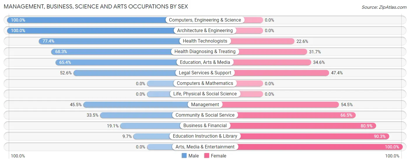 Management, Business, Science and Arts Occupations by Sex in Dade City