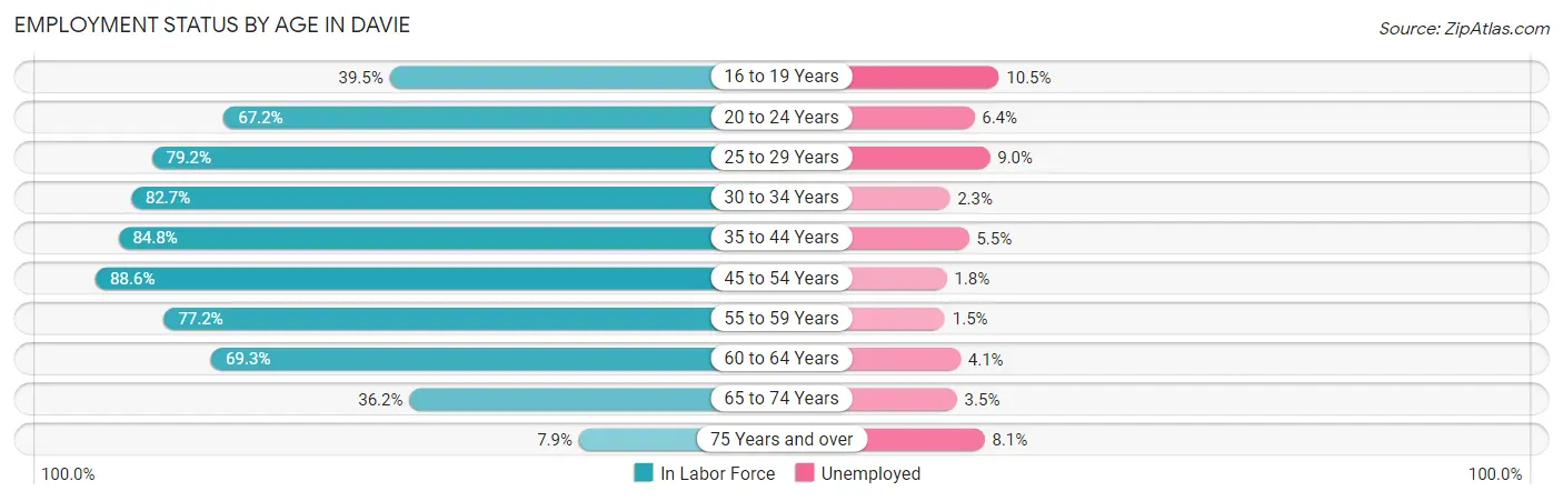 Employment Status by Age in Davie