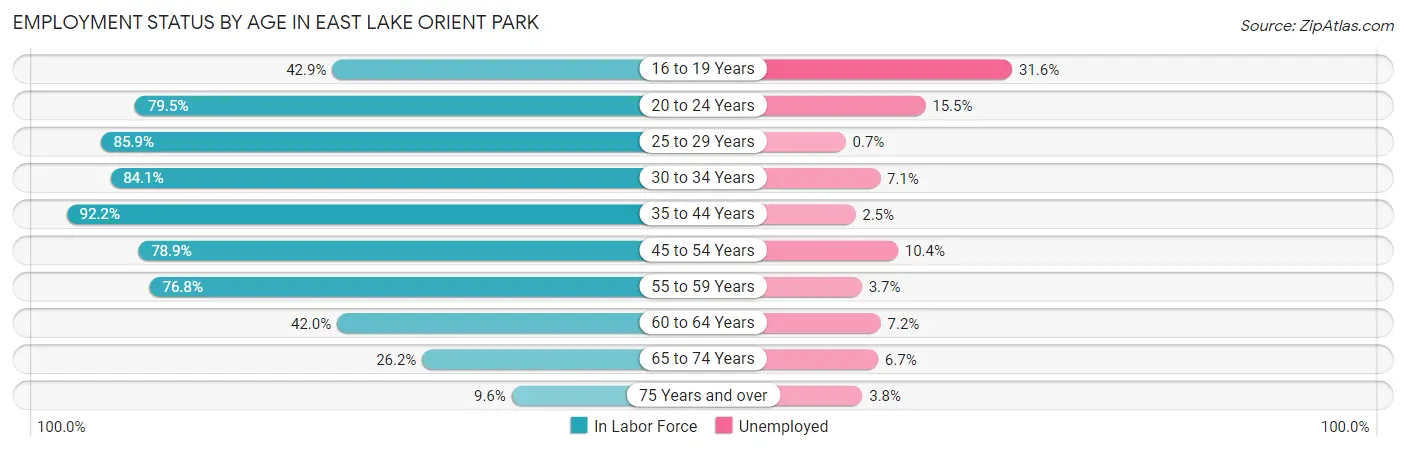 Employment Status by Age in East Lake Orient Park