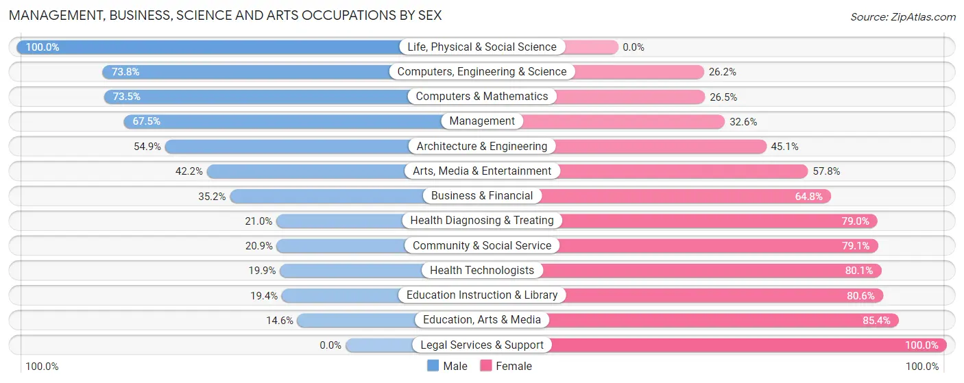 Management, Business, Science and Arts Occupations by Sex in East Lake Orient Park