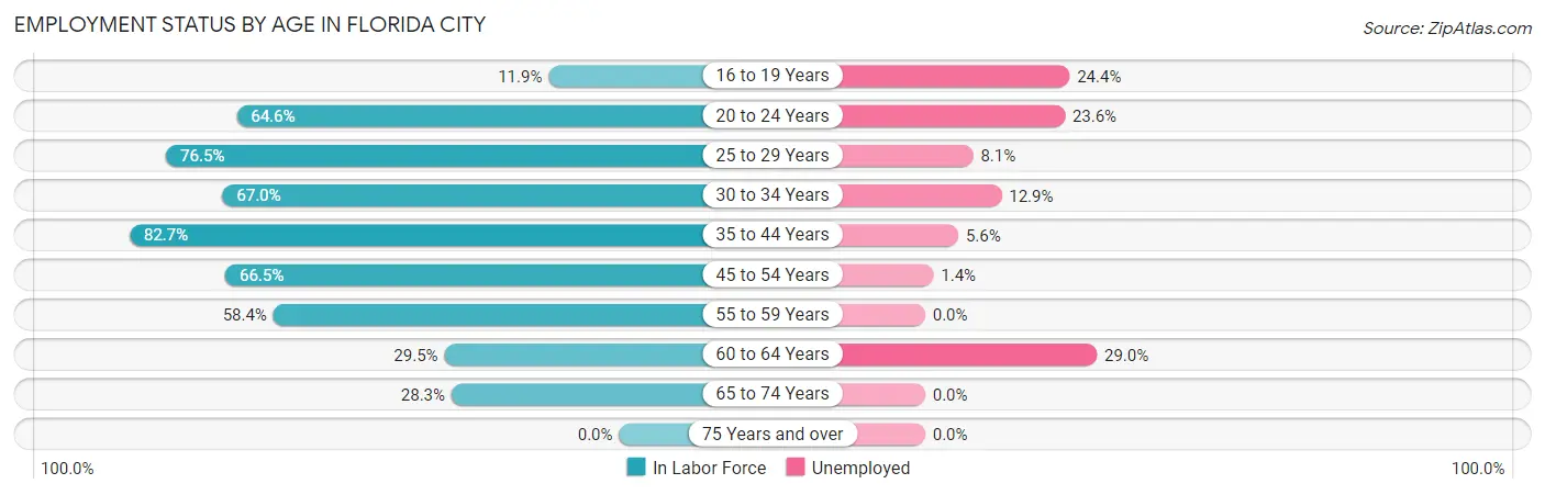 Employment Status by Age in Florida City