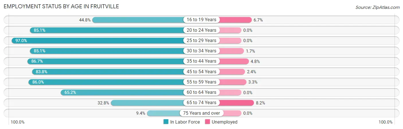 Employment Status by Age in Fruitville