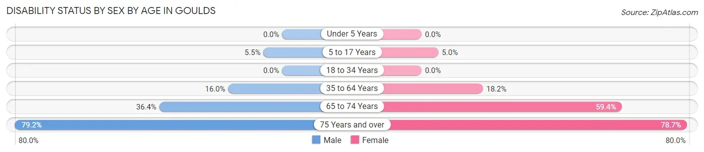 Disability Status by Sex by Age in Goulds