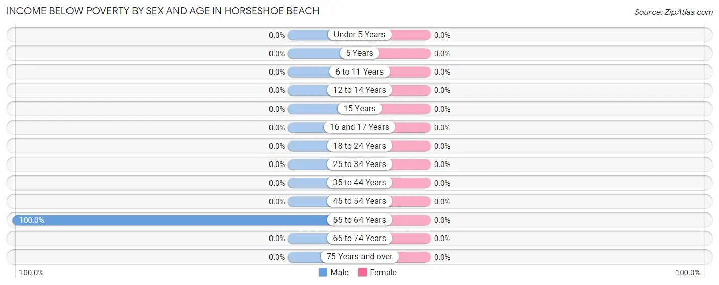 Income Below Poverty by Sex and Age in Horseshoe Beach