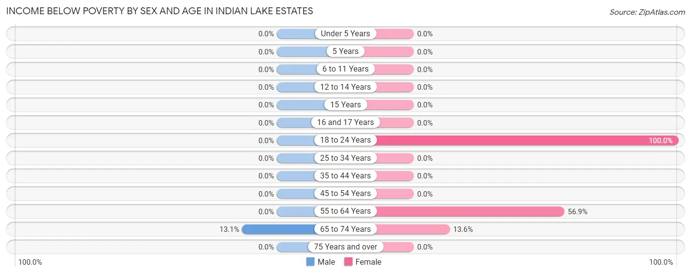 Income Below Poverty by Sex and Age in Indian Lake Estates
