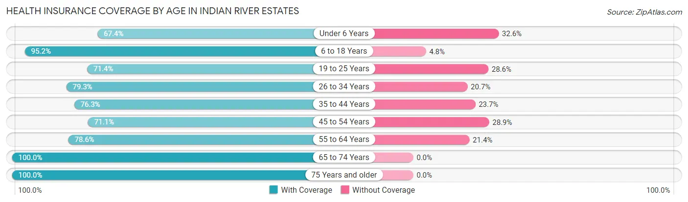 Health Insurance Coverage by Age in Indian River Estates