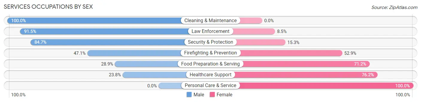 Services Occupations by Sex in Inverness Highlands South