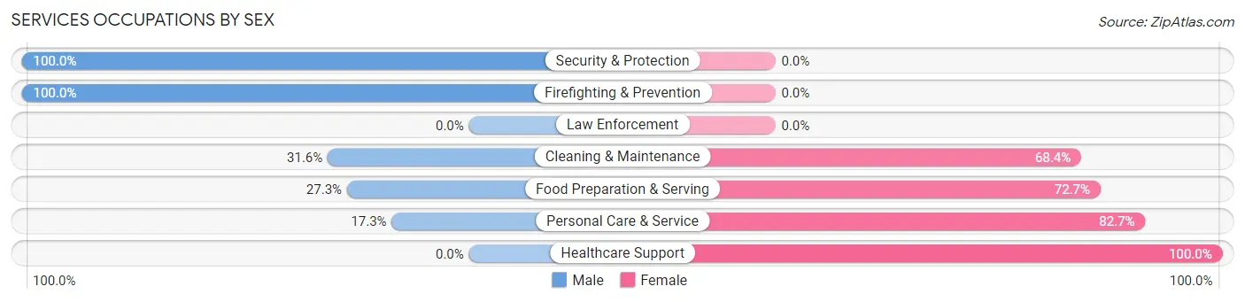 Services Occupations by Sex in Kathleen