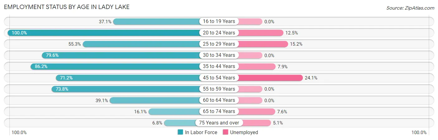 Employment Status by Age in Lady Lake