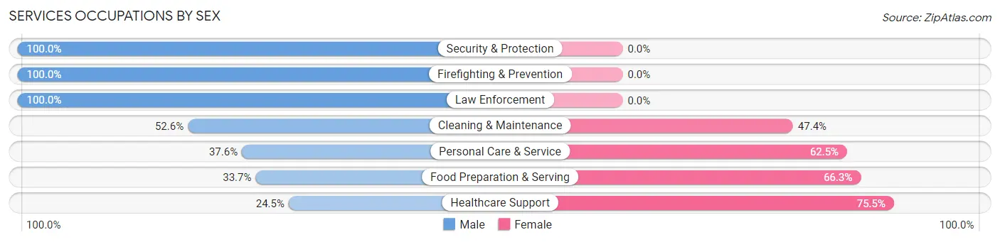 Services Occupations by Sex in Lady Lake