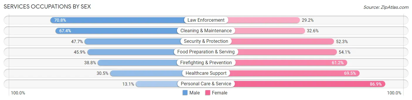 Services Occupations by Sex in Lake Magdalene