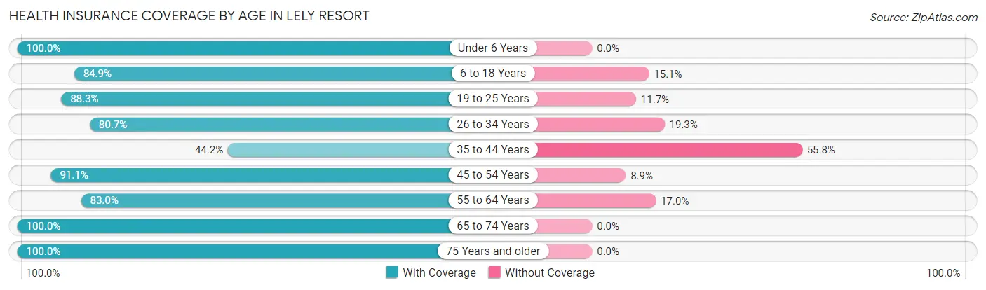 Health Insurance Coverage by Age in Lely Resort