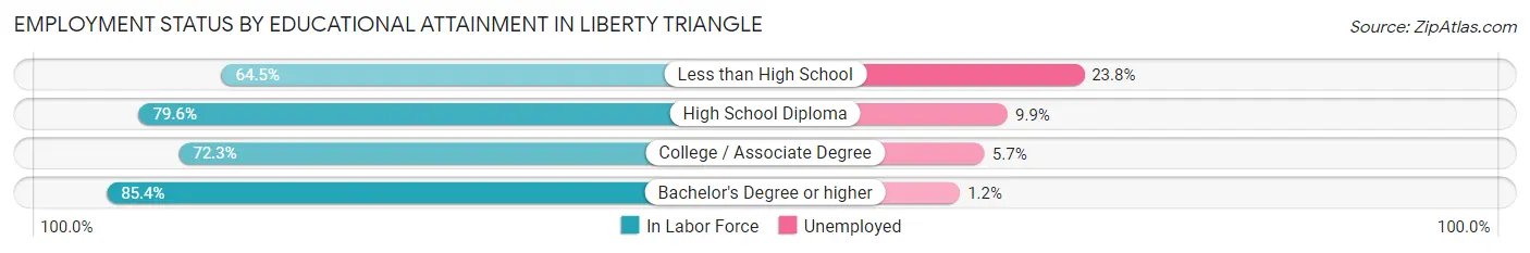 Employment Status by Educational Attainment in Liberty Triangle