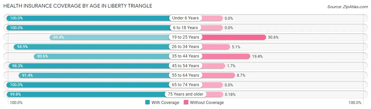 Health Insurance Coverage by Age in Liberty Triangle