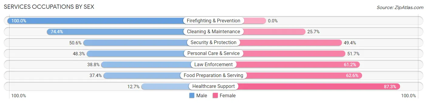Services Occupations by Sex in Longwood