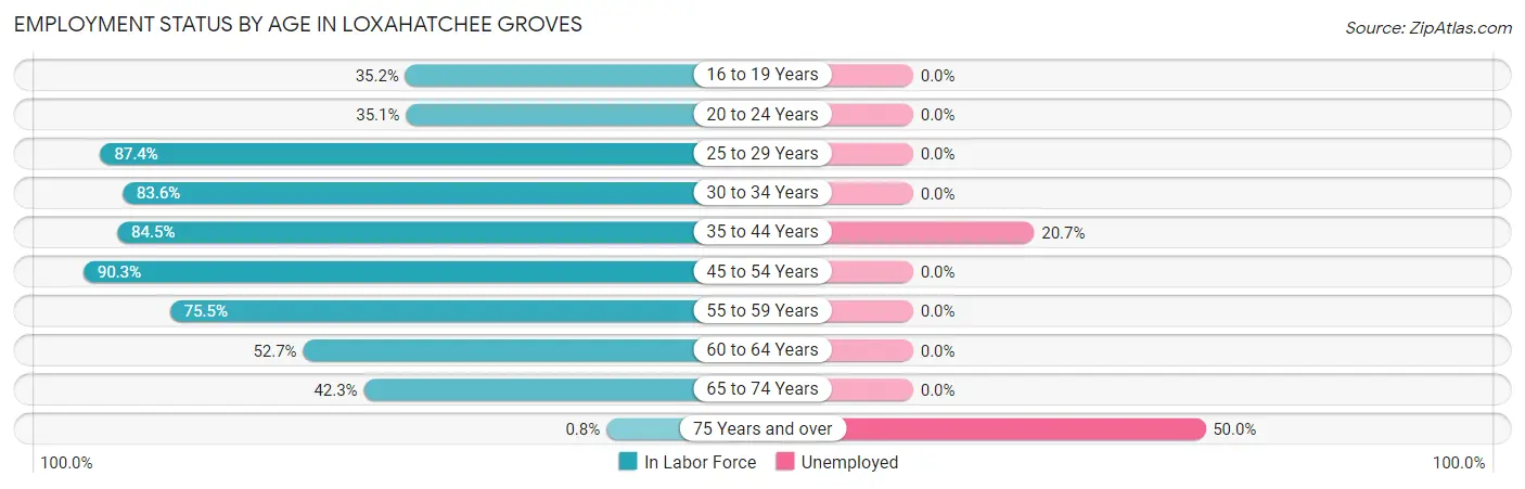 Employment Status by Age in Loxahatchee Groves