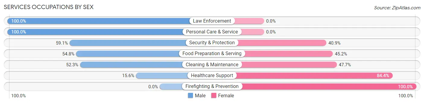 Services Occupations by Sex in Mangonia Park