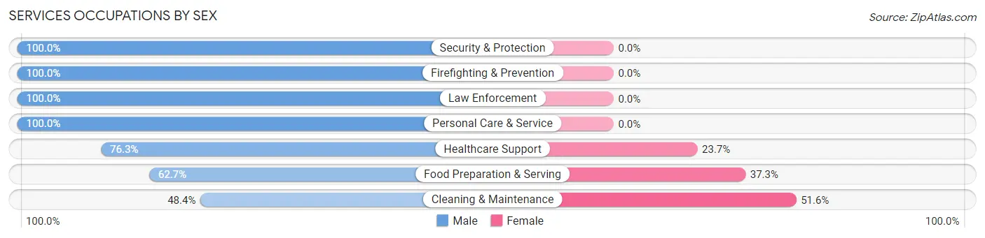 Services Occupations by Sex in McGregor