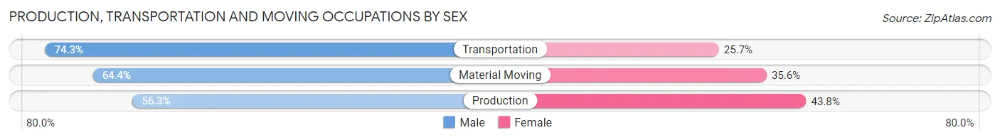 Production, Transportation and Moving Occupations by Sex in Medulla