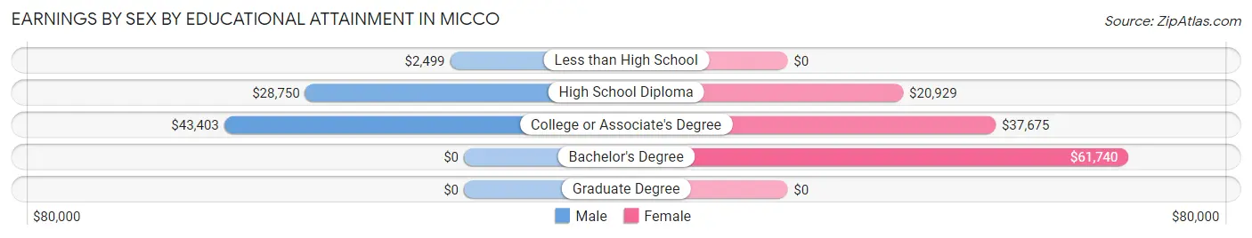 Earnings by Sex by Educational Attainment in Micco
