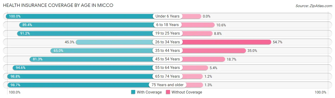 Health Insurance Coverage by Age in Micco