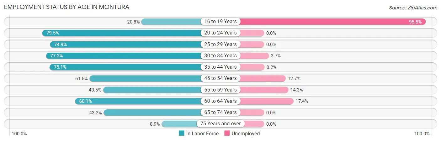 Employment Status by Age in Montura