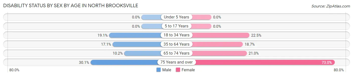 Disability Status by Sex by Age in North Brooksville