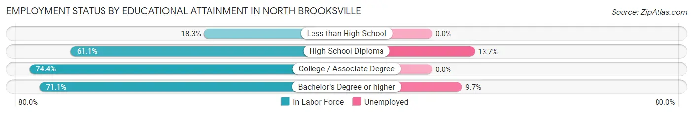 Employment Status by Educational Attainment in North Brooksville