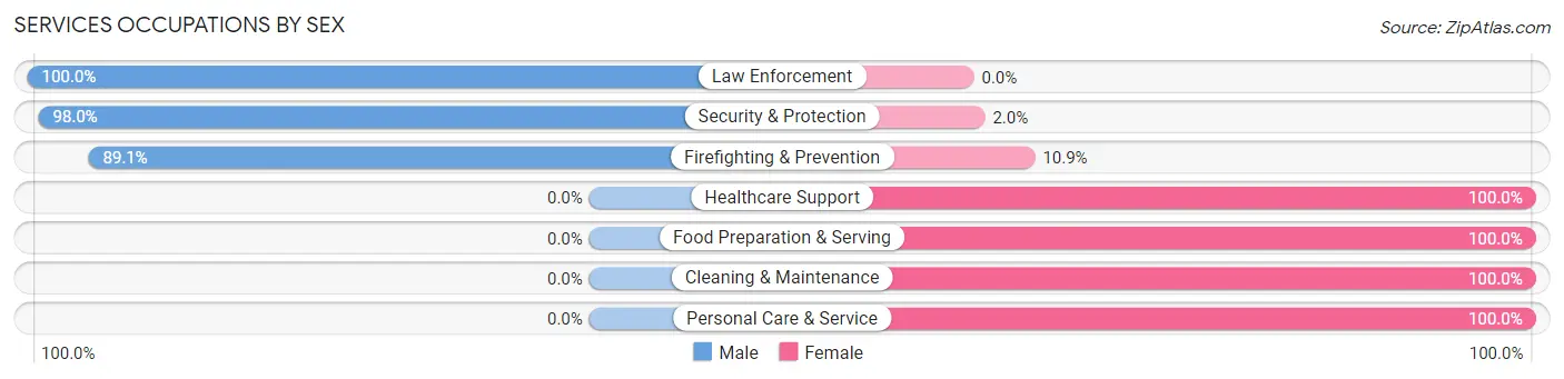 Services Occupations by Sex in North Brooksville