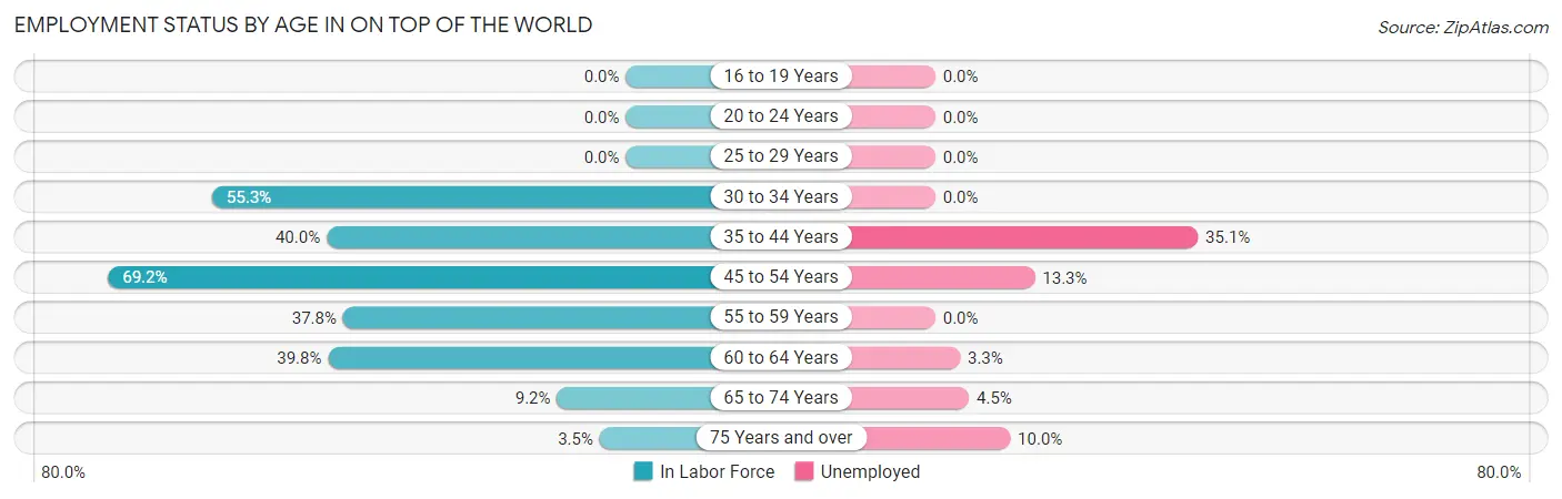 Employment Status by Age in On Top of the World