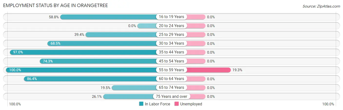 Employment Status by Age in Orangetree