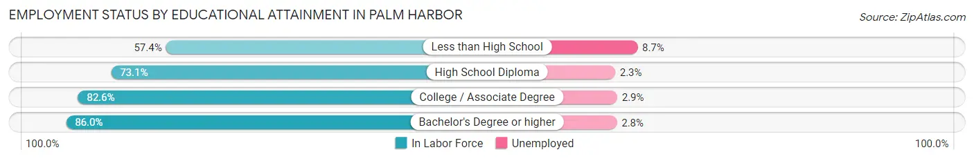 Employment Status by Educational Attainment in Palm Harbor