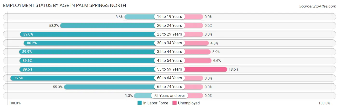 Employment Status by Age in Palm Springs North