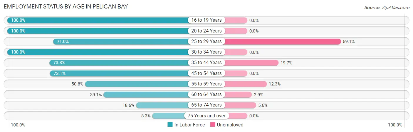 Employment Status by Age in Pelican Bay