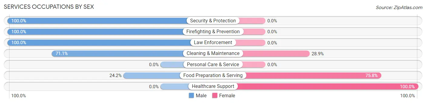 Services Occupations by Sex in Pine Air