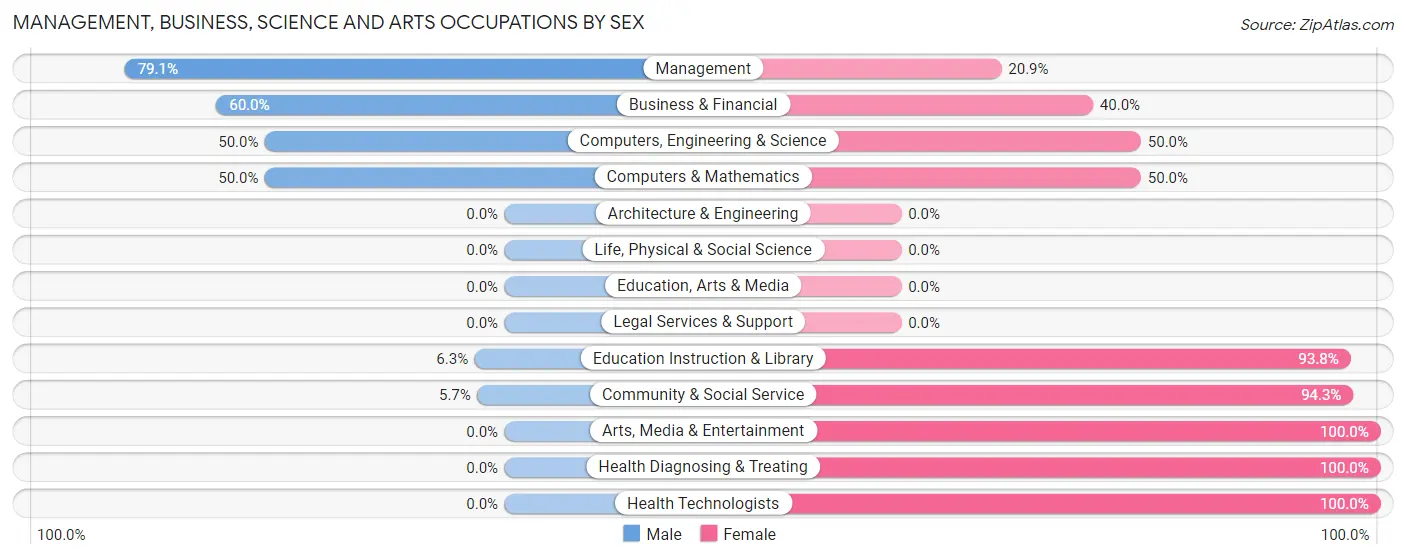 Management, Business, Science and Arts Occupations by Sex in Polk City