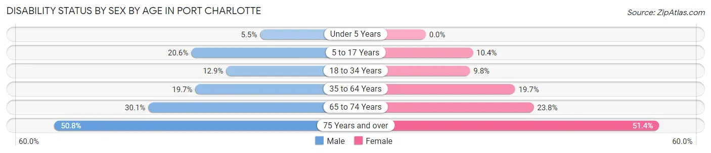 Disability Status by Sex by Age in Port Charlotte
