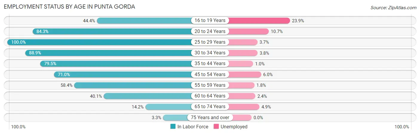 Employment Status by Age in Punta Gorda