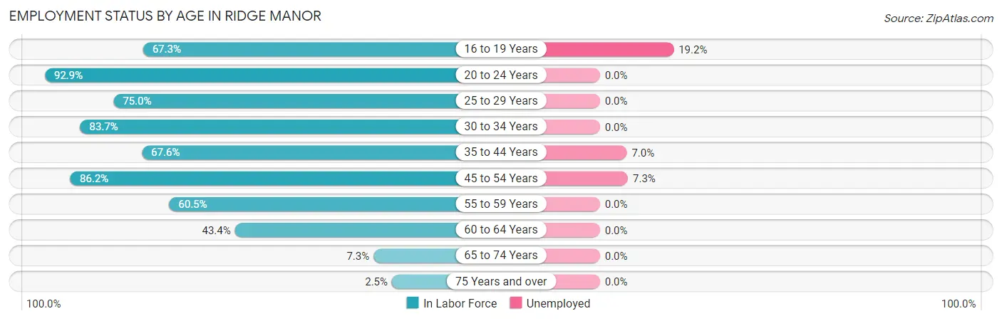 Employment Status by Age in Ridge Manor