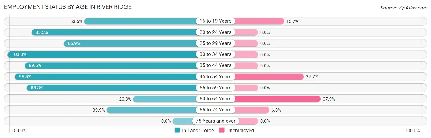 Employment Status by Age in River Ridge