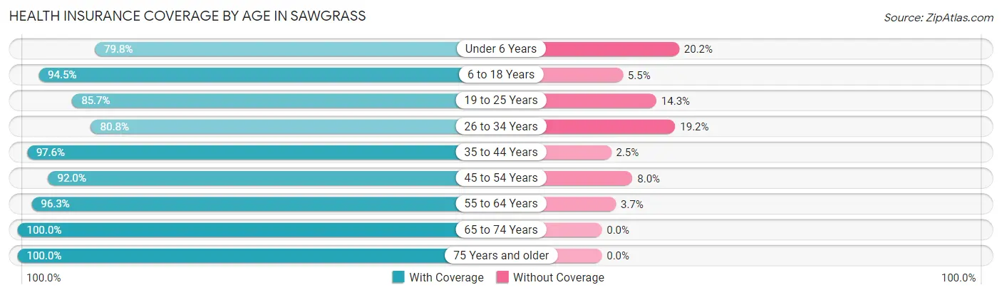 Health Insurance Coverage by Age in Sawgrass