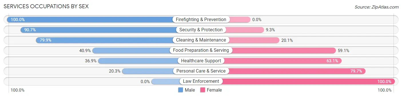 Services Occupations by Sex in Seminole