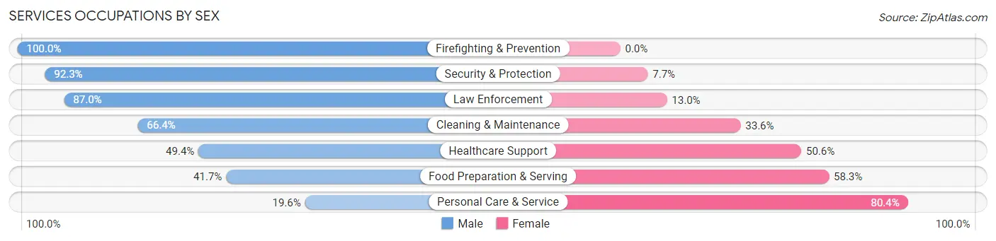 Services Occupations by Sex in South Venice