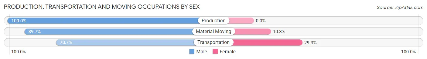 Production, Transportation and Moving Occupations by Sex in Southeast Arcadia