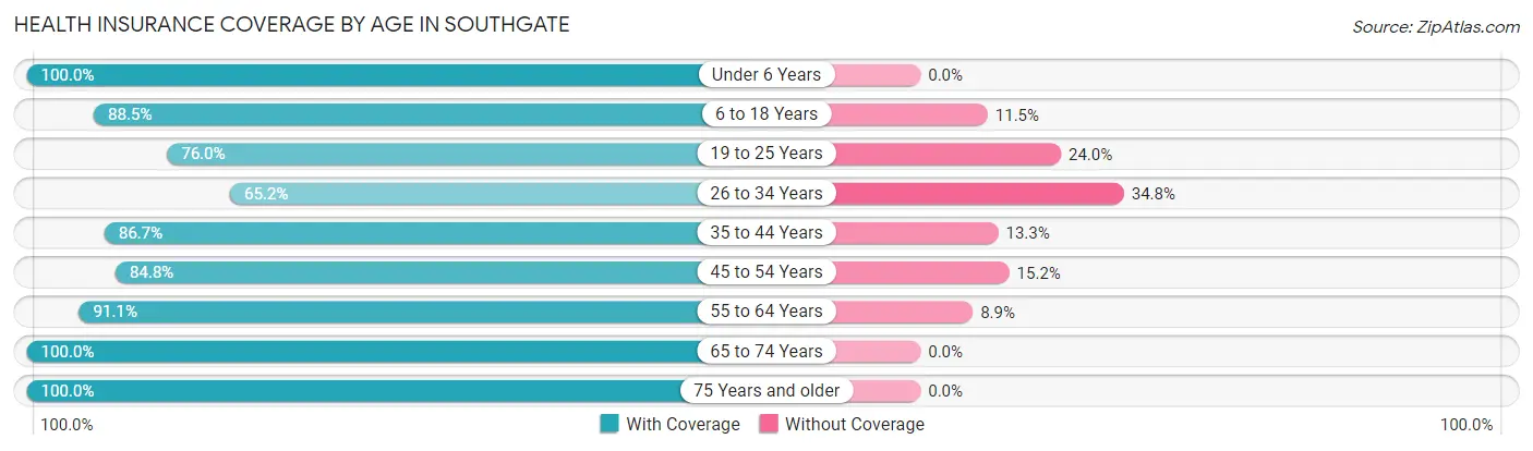 Health Insurance Coverage by Age in Southgate