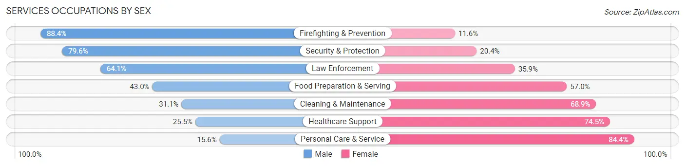 Services Occupations by Sex in St Augustine