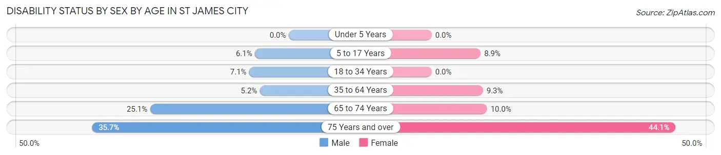 Disability Status by Sex by Age in St James City