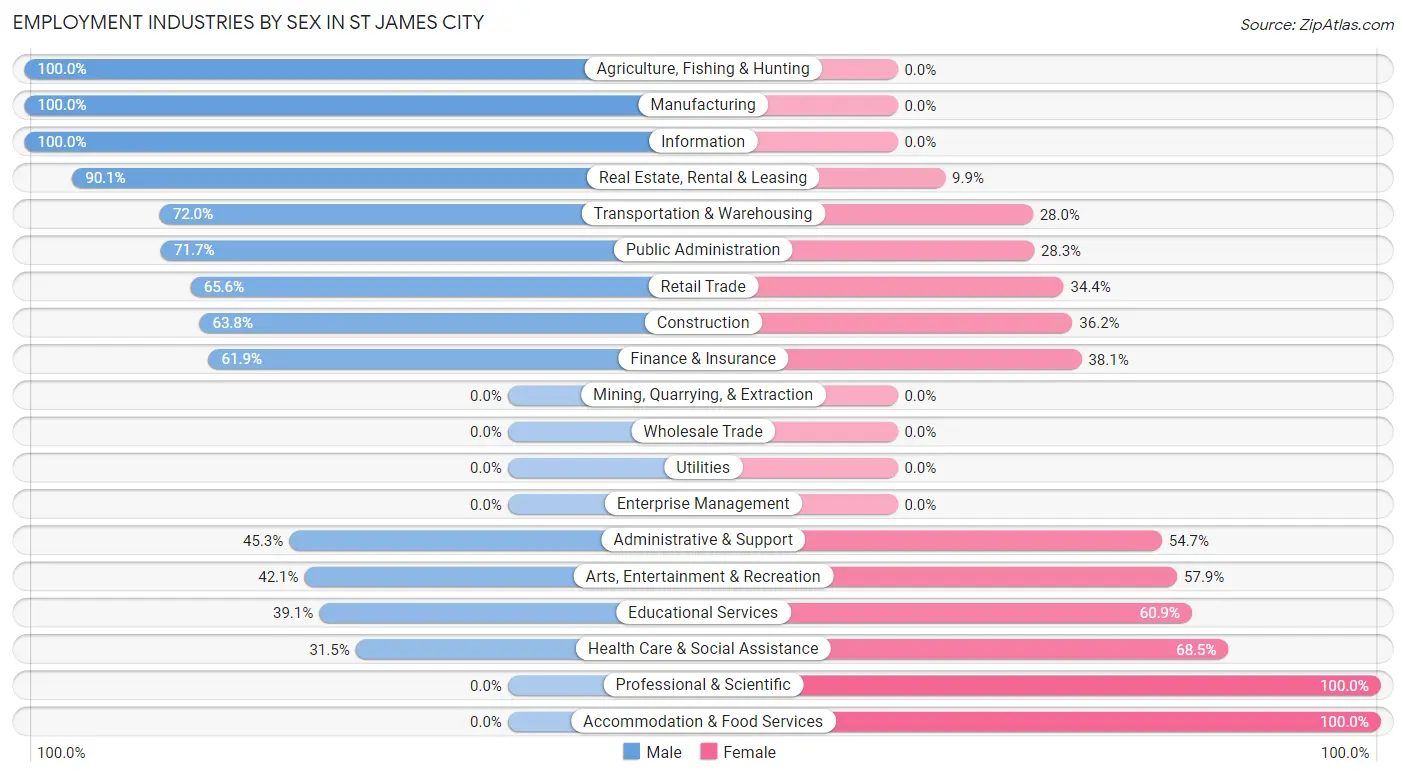 Employment Industries by Sex in St James City