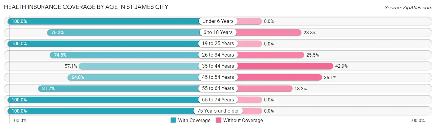 Health Insurance Coverage by Age in St James City