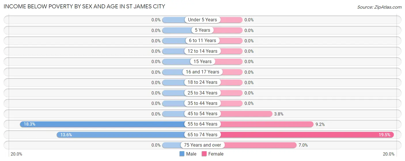 Income Below Poverty by Sex and Age in St James City